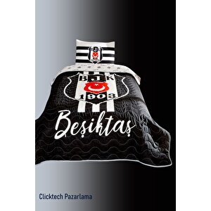 Taç Beşiktaş Battaniye + Yatak Örtüsü + Yastık Kılıfı + Yastık 4 Parça + Hediye Ürün