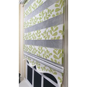 Zebra Stor Perde Yeşil Beyaz Etek Dilimli St 032