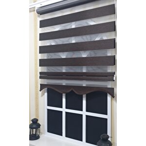 Zebra Stor Perde Kahverengi Etek Dilimli St 001