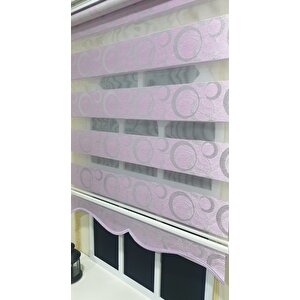 Zebra Stor Perde Halka Desen Lila Gümüş Simli Etek Dilimli Stb901 30x200 cm