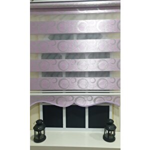 Zebra Stor Perde Halka Desen Lila Gümüş Simli Etek Dilimli Stb901 30x200 cm