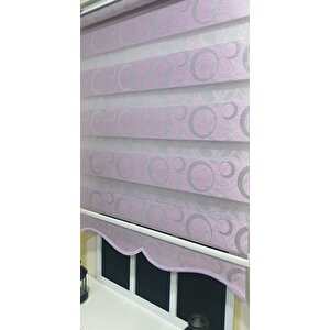 Zebra Stor Perde Halka Desen Lila Gümüş Simli Etek Dilimli Stb901 30x200 cm