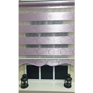 Zebra Stor Perde Halka Desen Lila Gümüş Simli Etek Dilimli Stb901 180x200 cm