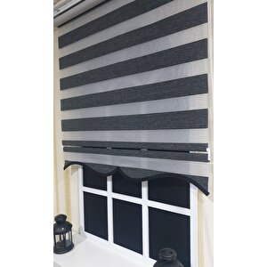 Zebra Stor Perde Organze Siyah Kırçıl Etek Dilimli Stb904 200x200 cm