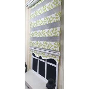 Zebra Stor Perde Yeşil Beyaz Etek Dilimli St 032 170x200 cm