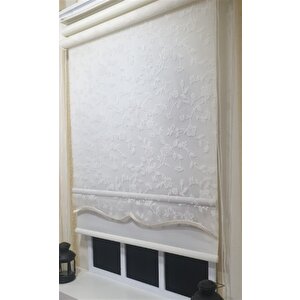 Çift Mekanizmalı Beyaz Tül Perde Ve Ekru Stor Perde Stb45248-v110