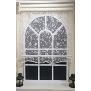 Çift Mekanizmalı Beyaz Tül Perde Ve Ekru Stor Perde Stb45248-v110 30x200 cm