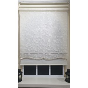 Çift Mekanizmalı Beyaz Tül Perde Ve Ekru Stor Perde Stb45248-v110 30x200 cm
