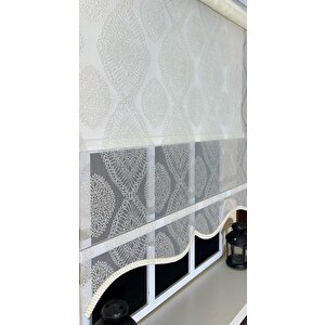 Çift Mekanizmalı Ekru Tül Perde Ve Ekru Stor Perde Stb45240-v108