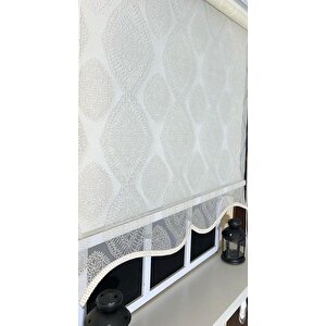 Çift Mekanizmalı Ekru Tül Perde Ve Ekru Stor Perde Stb45240-v108