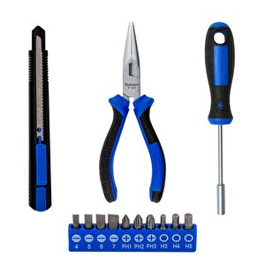 Mc33320 13 Parça Cr-v Kargaburnu + Maket Bıçağı Bits Tornavida Seti