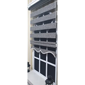 Zebra Stor Perde Siyah Gümüş Etek Dilimli St 009 100x260 cm