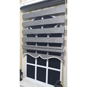Zebra Stor Perde Siyah Gümüş Etek Dilimli St 009 100x260 cm