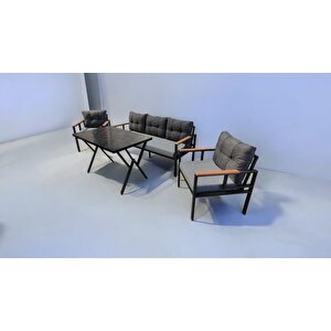 Pi Elize Bahçe Balkon Mobilyası Gri Antrasit 3+1+1 Ve Perla Masa