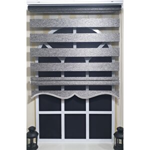 Zebra Stor Perde Siyah Gümüş Etek Dilimli St 009 150x200 cm