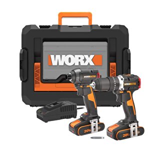 Wx925 20volt/2.0ah Li-ion Çift Akülü Kömürsüz Profesyonel Şarjlı Darbeli Matkap + Wx265 Kömürsüz Darbeli Tornavida Kombo Set