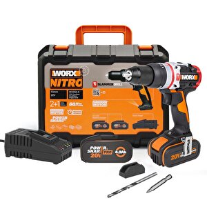 Wx354.4 20volt/4.0ah Li-ion Çift Akülü Kömürsüz Profesyonel Şarjlı Darbeli Matkap