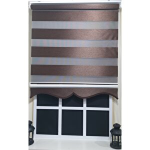 Zebra Stor Perde Kahverengi  Etek Dilimli St 004