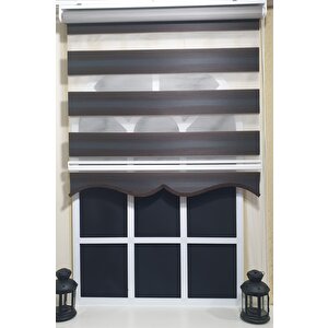 Pliseli Zebra Stor Kahverengi Renk Geçişli Etek Dilimli St 023 30x200 cm