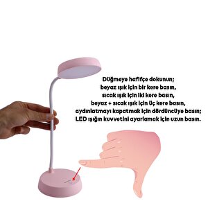 Şarjlı Akrobat Lamba 360° Masa Üstü Lamba 3 Kademe Dokunmatik Çalışma Okuma Işığı Gece Lambası Soft Işık