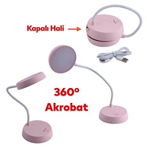 Şarjlı Akrobat Lamba 360° Masa Üstü Lamba 3 Kademe Dokunmatik Çalışma Okuma Işığı Gece Lambası Soft Işık