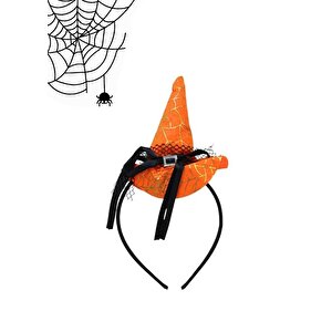 Halloween Şapkali Cadi Taç Turuncu Ast6500-1