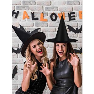 Halloween Cadi Şapkasi Yeti̇şki̇n Si̇yah Ast6746