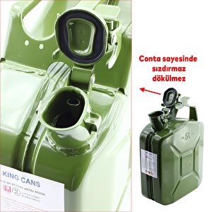 Metal Benzin Bidonu 5 Litre Akaryakıt Mazot Sıvı Taşıma Doldurma Depolama Bidonu + Aktarma Borusu