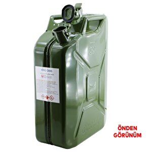 Metal Benzin Bidonu 20 Litre Akaryakıt Mazot Sıvı Taşıma Doldurma Depolama Bidonu + Aktarma Borusu