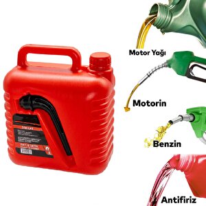 Plastik Boşaltma Borulu Antistatik Benzin Bidonu 5 Litre Akaryakıt Mazot Taşıma Doldurma Yakıt Depolama