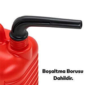 Plastik Boşaltma Borulu Antistatik Benzin Bidonu 5 Litre Akaryakıt Mazot Taşıma Doldurma Yakıt Depolama