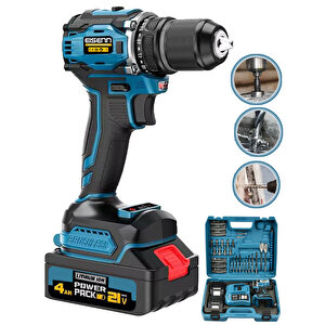 Wxt 013 Blue Series Yeni Nesil Kömürsüz Şarjlı Vidalama Matkap 2 Kademeli Çift Akülü 82 Pcs Uç Seti Hediyeli