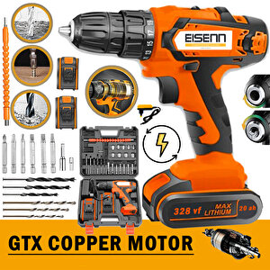 Şarjlı Vidalama Matkap Copper Wxt Series Orange Yeni Nesil 2 Kademeli Çift Akülü Uç Seti Hediyeli