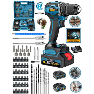 Wxt 013 Blue Series Yeni Nesil Kömürsüz Şarjlı Vidalama Matkap 2 Kademeli Çift Akülü 82 Pcs Uç Seti Hediyeli
