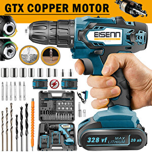 Copper Gtx Series Yeni Nesil Blue Şarjlı Vidalama Matkap Çift Kademe Çift Akülü Uç Seti Hediyeli