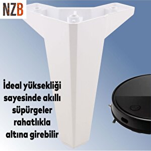 (4 Adet) Mobilya Kanepe Sehpa Tv Ünitesi Koltuk Ayağı 15 Cm Beyaz Baza Ayak