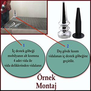 Mobilya Yükseltici Kanepe Koltuk Tv Ünitesi Baza Ayağı Zigon Orta Sehpası Ayak Ayakları Gümüş Krom 17 Cm