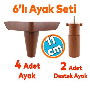 Mobilya Tv Ünitesi Çekyat Koltuk Kanepe Destek Ayağı 11 Cm Kahverengi Baza Ayak Ayakları 6'lı Set