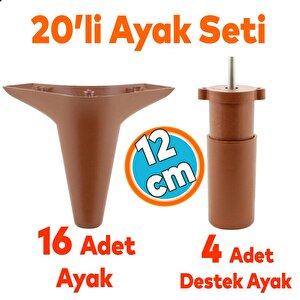 Mobilya Kanepe Koltuk Tv Ünitesi Yükseltici Destek Ayağı Ayakları 12 Cm Kahve 20'li Set