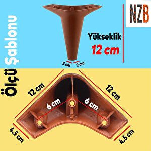 12'li Set Mobilya Ayağı Robot Süpürge İçin Koltuk Kanepe Destek 12 Cm Düz Kahverengi Baza Ayak