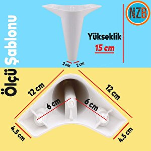 (4 Adet) Mobilya Yükseltici Kanepe Sehpa Puf Tv Ünitesi Koltuk Ayağı Beyaz Baza Ayak 15 Cm