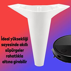 (4 Adet) Mobilya Yükseltici Kanepe Sehpa Puf Tv Ünitesi Koltuk Ayağı Beyaz Baza Ayak 15 Cm