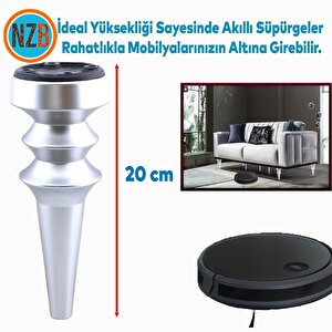Mobilya Yükseltici Kanepe Koltuk Tv Ünitesi Baza Ayağı Zigon Orta Sehpası Ayak 20 Cm Mat Gümüş