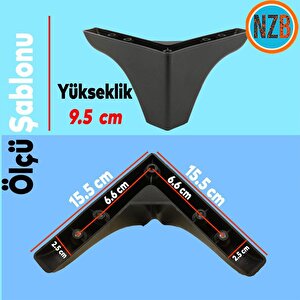 Mobilya Koltuk Kanepe Tv Ünitesi Yükseltme Destek Ayağı 9.5 Cm Siyah Ayakları 20'li Set