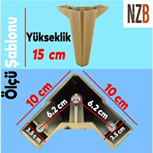 (4 Adet) Mobilya Kanepe Sehpa Tv Ünitesi Koltuk Ayağı 15 Cm Desenli Açık Ceviz Baza Ayak