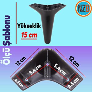 Mobilya Kanepe Koltuk Sehpa Tv Ünitesi Ayağı Ayakları 15 Cm Siyah Baza Ayak (4 Adet)