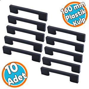 (sert Plasti̇k) Siyah Mobilya Mutfak Dolabı Çekmece Dolap Kulpu Kulbu Kulpları 10 Adet 160 Mm