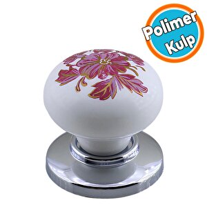 Düğme Kulp Pembe Desenli Krom Tablalı Dolap Mobilya Mutfak Dolabı Çekmece Dolap Kulpu Kulbu
