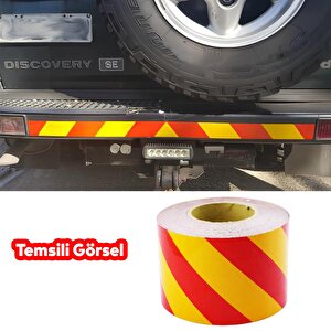 Fosforlu Reflektörlü Yapışkanlı Parlayan Sarı Kırmızı 10 Mt Reflektif Düz Şerit Bant 10 Cm İkaz Bandı
