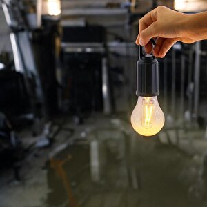 Taşınabilir Şarjlı Tasarruflu Rustik Ampul 10w Led Lamba Type-c Şarj Askılı Asma Aydınlatma
